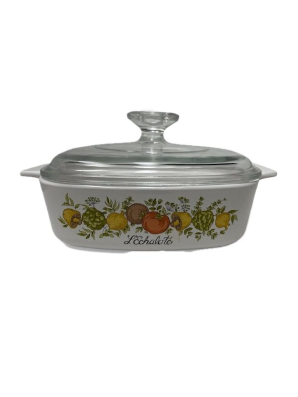 Vintage 70's Corning Ware Spice of Life L'Echalote 1 Quart Casserole Dish & Lid